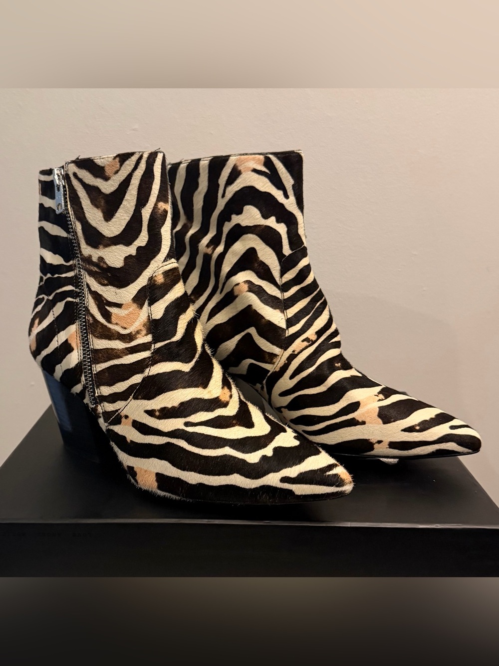All Saints Aster Zebra Print Booties